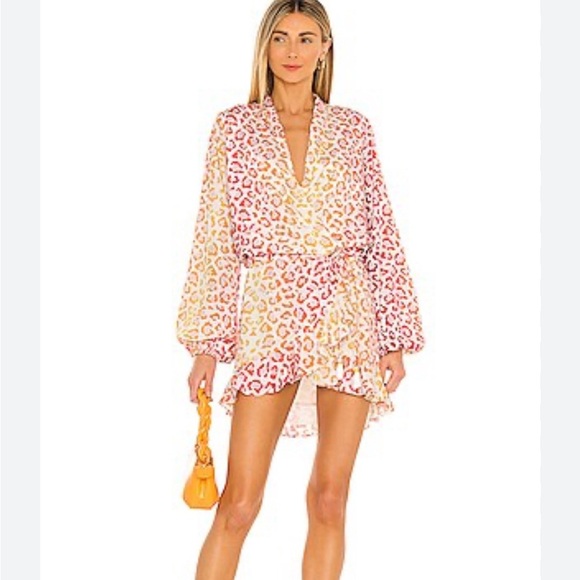 ROCOCO SAND Avana Leopard Dress in Orange Size Medium - Picture 1 of 7